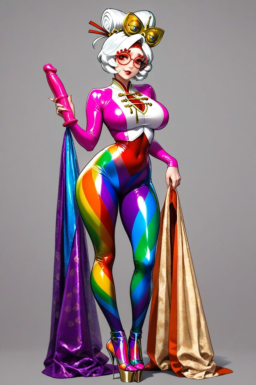 Fit, Rainbow Pattern Jumpsuit, Front View AI Porn