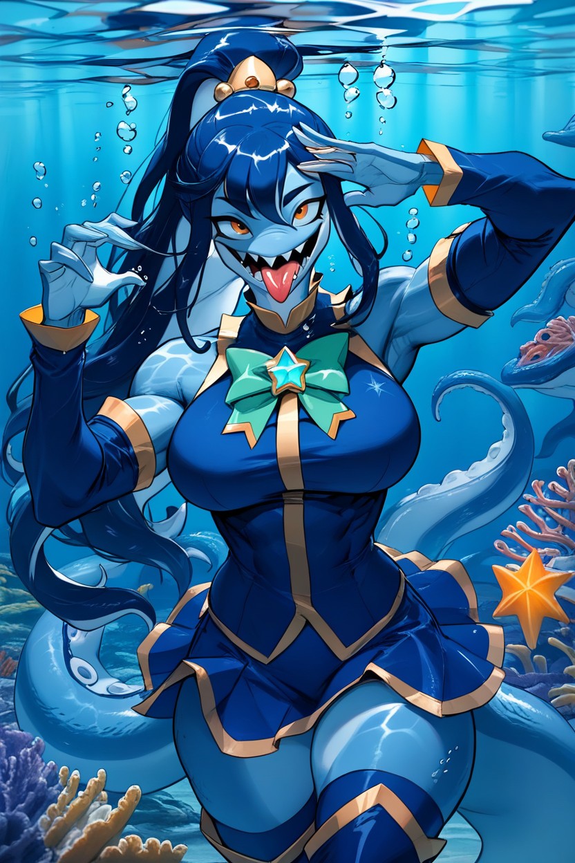 Silly Face, Muscular, Kraken Female Furry AI Porn