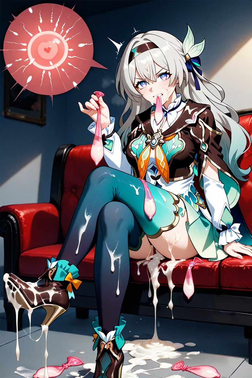 Covered By Cum, Drinking Semen, Culo Mediano Hentai IA
