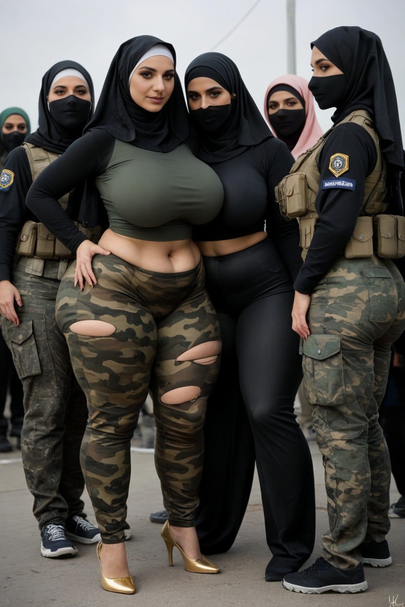 Gigantic Thighs, Gigantic Huge Massive Hyper Thighs, 3 People AI Porn