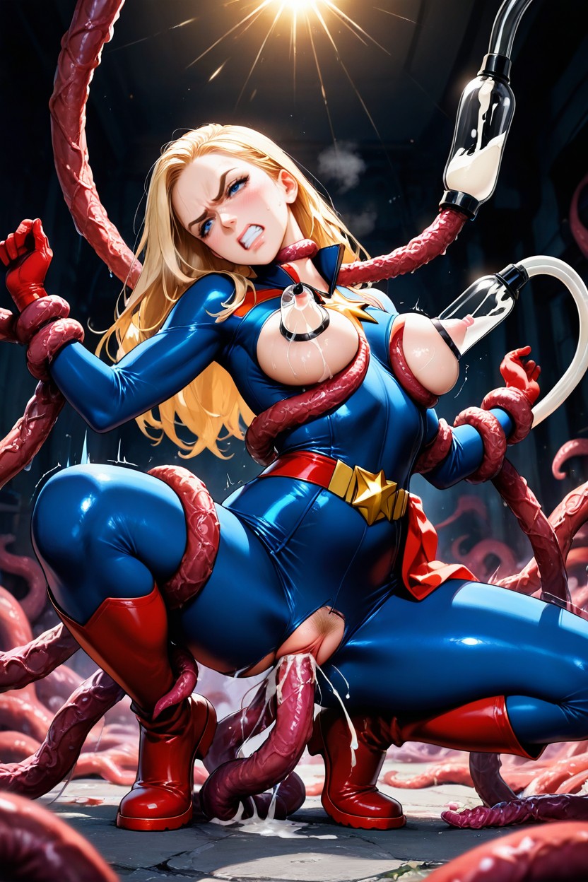 Hands And Feet Bound By Tentacles, Dynamic Lighting, Squatting Hentai AI Porn