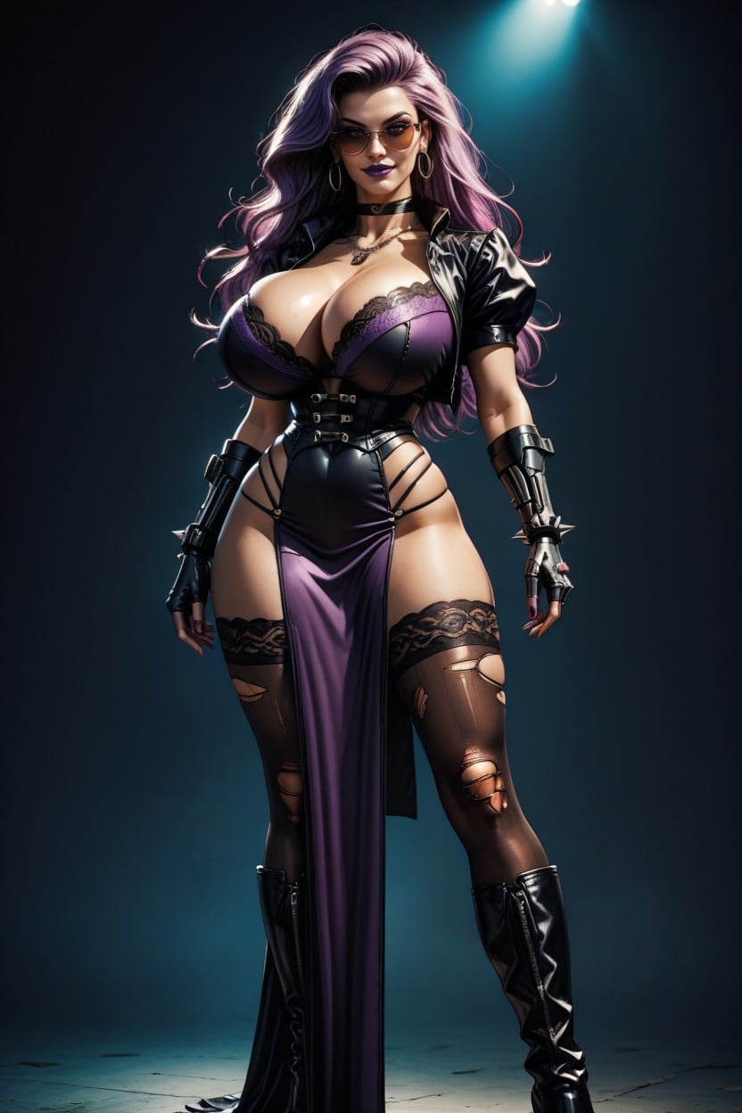 Cybergoth, Fishnets, Ripped Stockings AI Porn