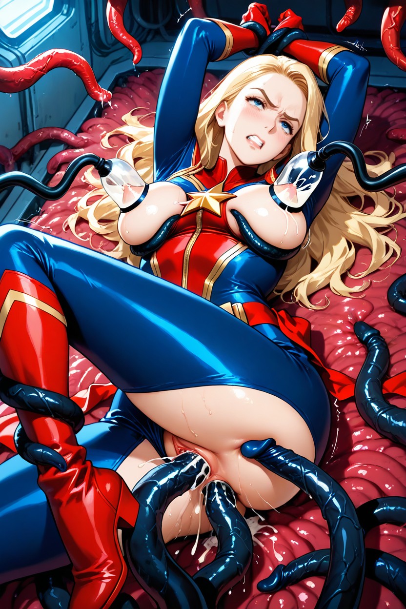 Red Tentacles Grabbing Neck, Black Tentacles Grab The Thigh, Tentacle Penetration In Pussy Hentai AI Porn