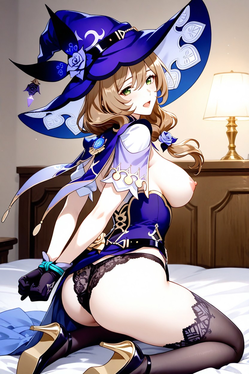 Pale Skin, Medium Breasts, Kneeling Hentai AI Porn