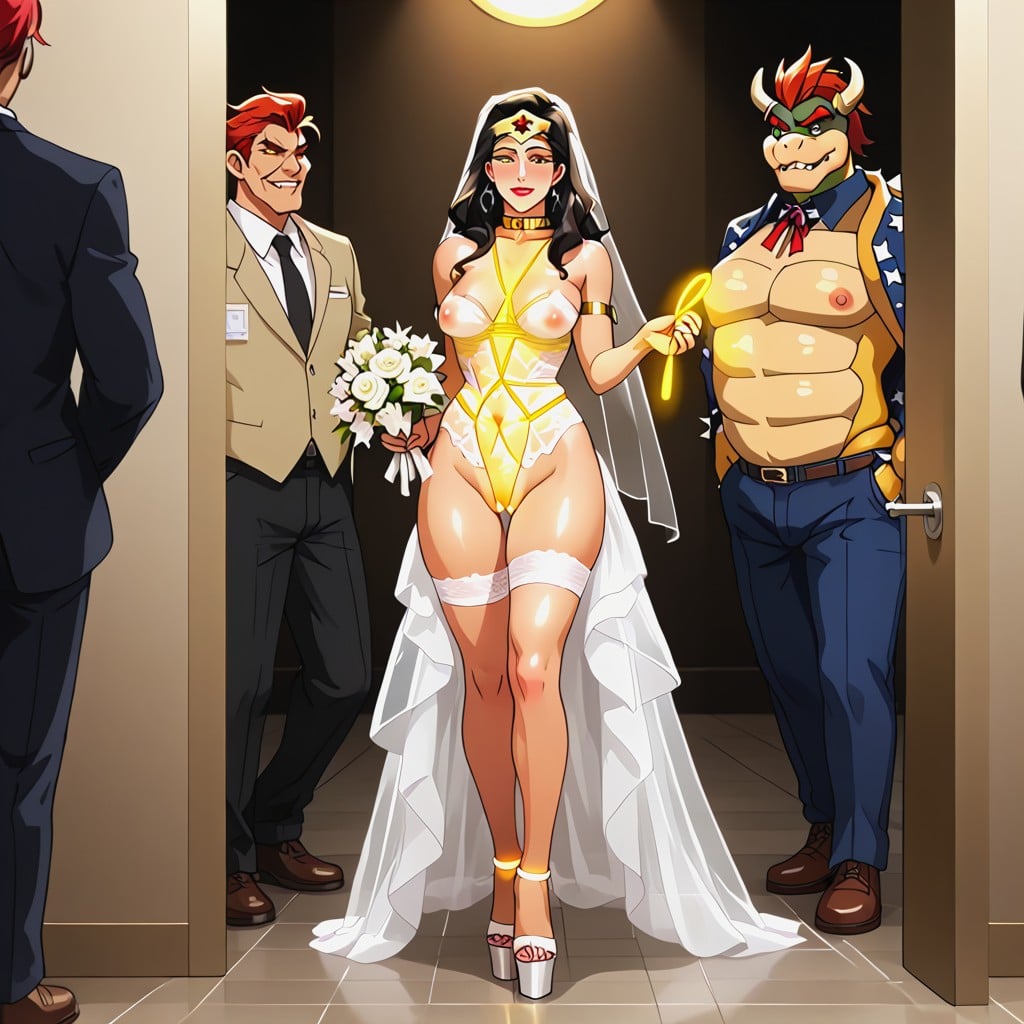 Natural Breasts, Walking Down Wedding Aisle, Rounded Ass AI Porn