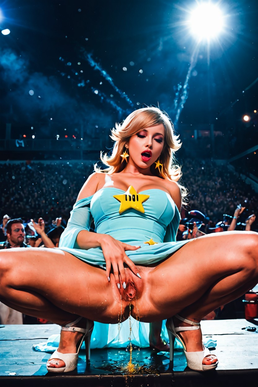 She Is Watching At Her Vagina, She Is Orgasming, Luxury Concert Hall AI Porn