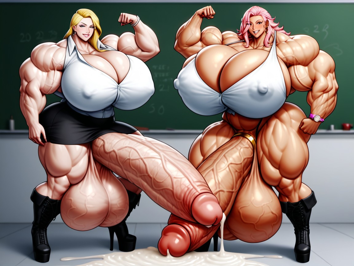 Absurdly Vascular Skin, Hyper Muscle, Absurdly Oversized Veiny Futanari Cock Shemale AI Porn