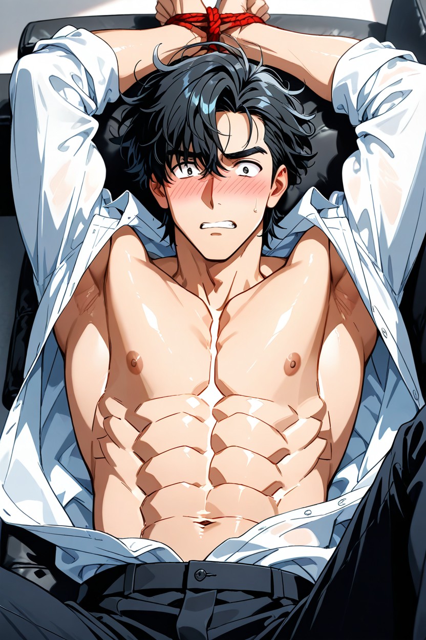 Black Hair, Layered Hair, Slightly Messy Hair AI同性戀黃片