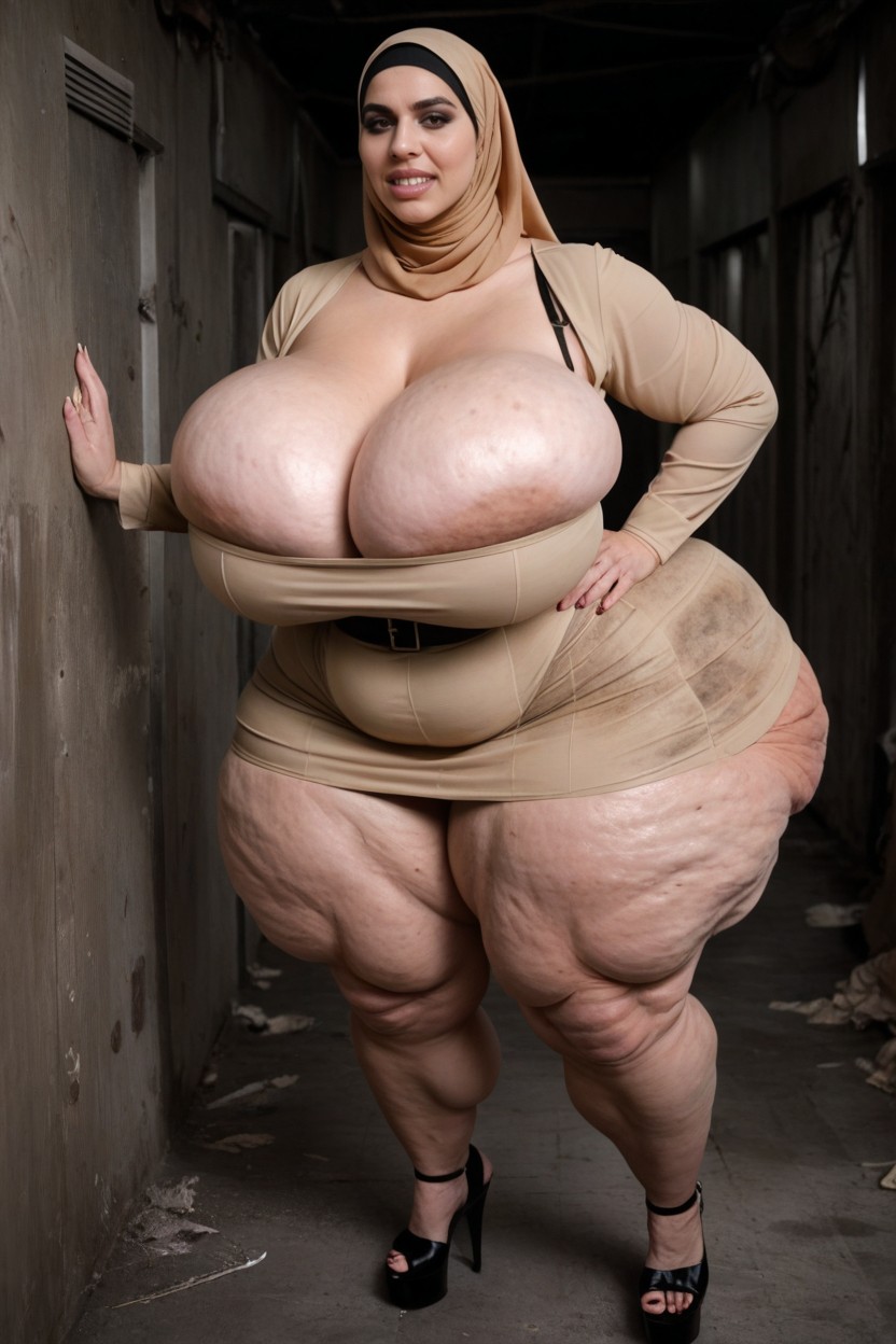 Spooky, Saggy Breasts, Platform High Heels AI Porn