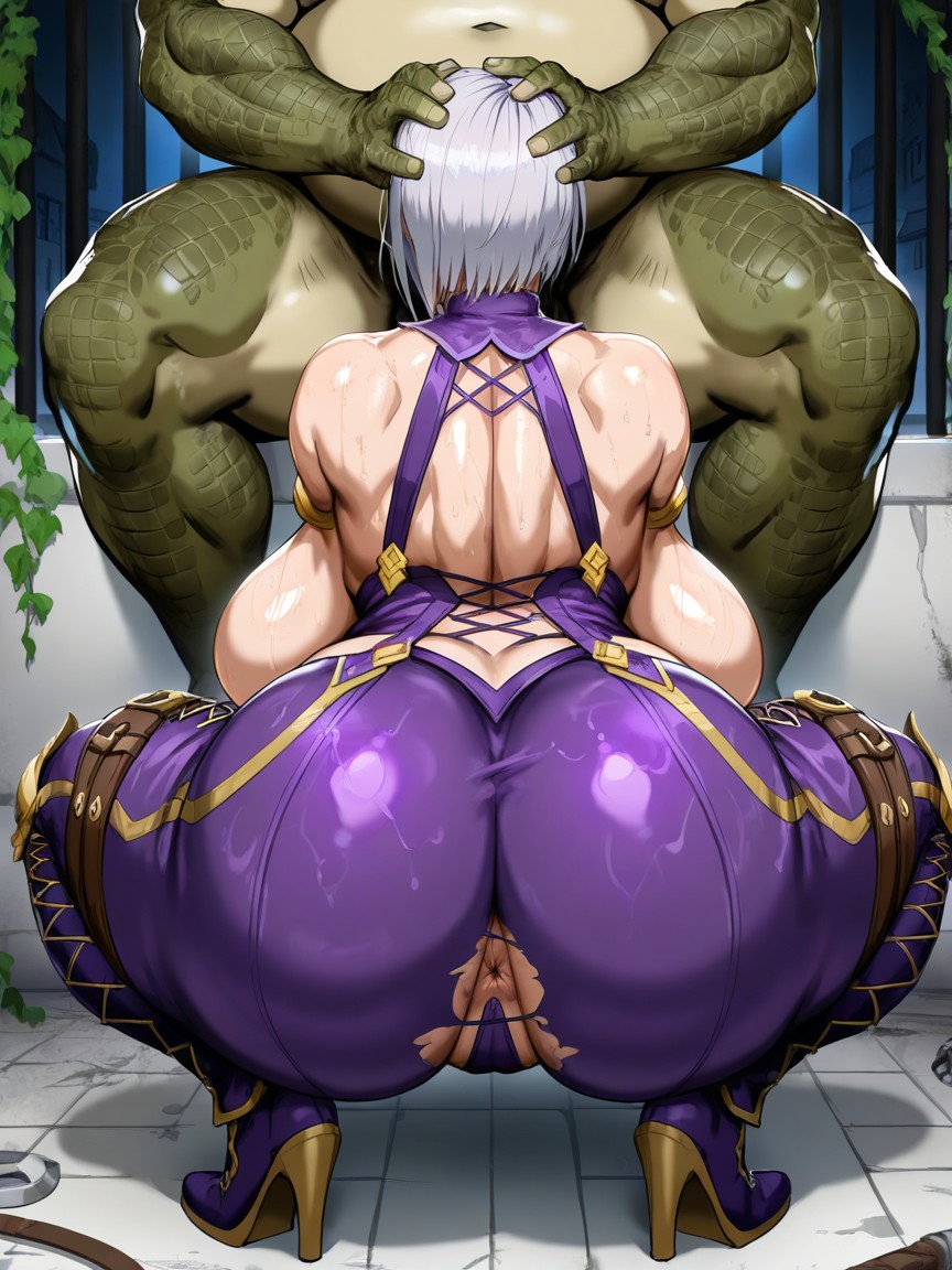 Wasp Waist, Breast Expansion, White Hair AI Porn