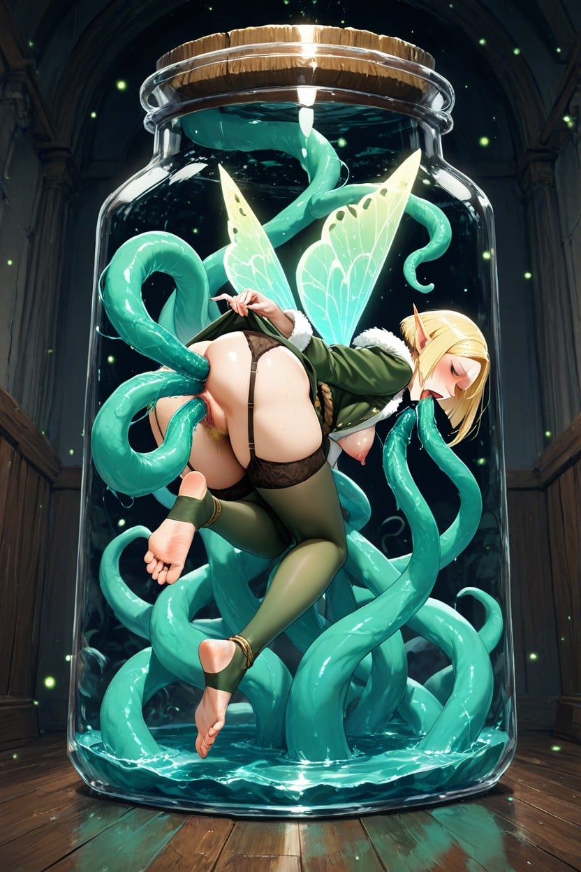 Inverted Bob Haircut, Hyper Low Angle View, Exposed Ass Hentai AI Porn