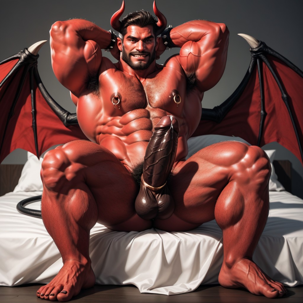 Demon Tail, Long Beard, Bara AI Gay Porn
