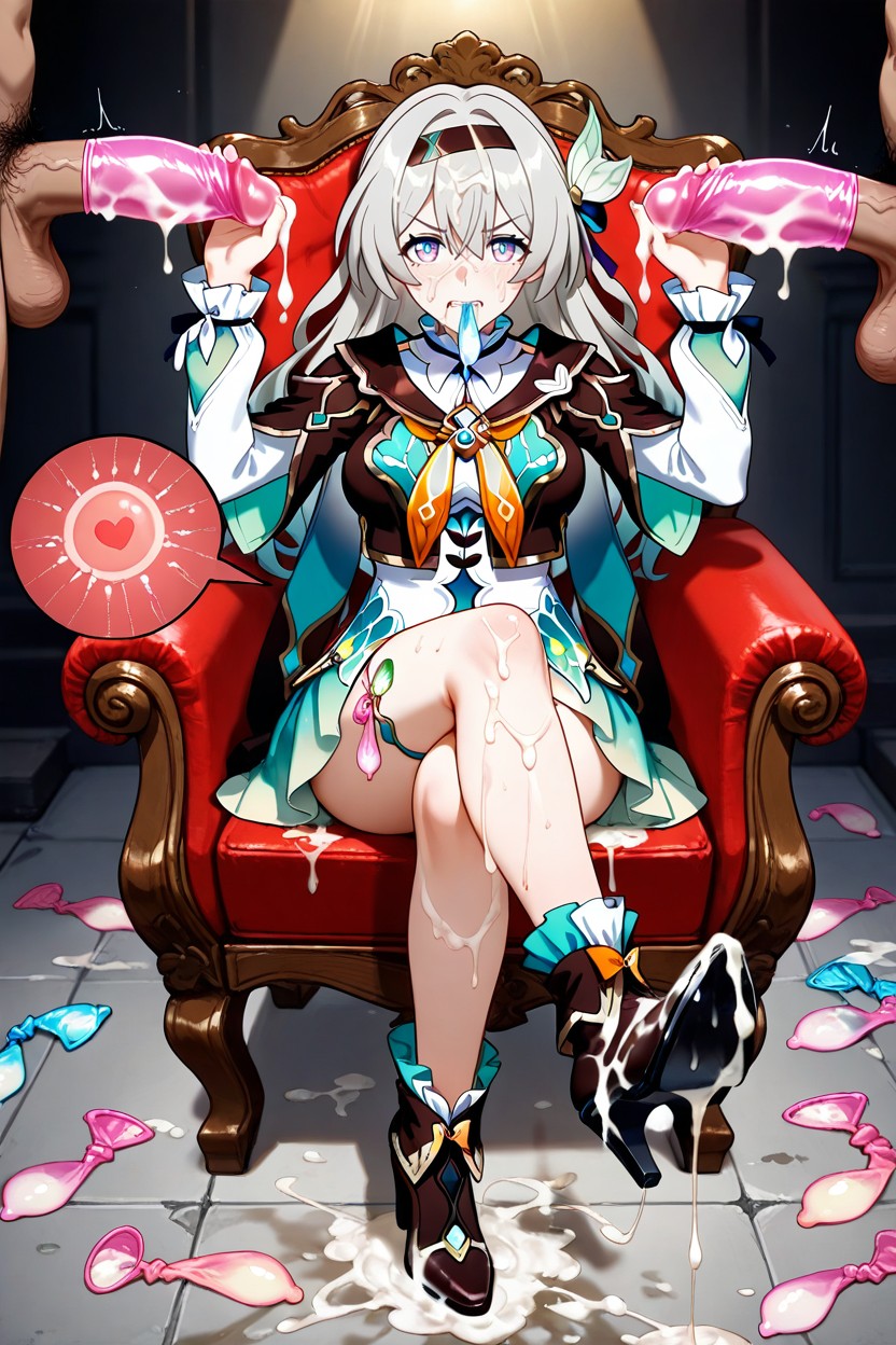 Condom, Holding Many Used Condom In Mouth, Fertilization X-ray Hentai AI Porn