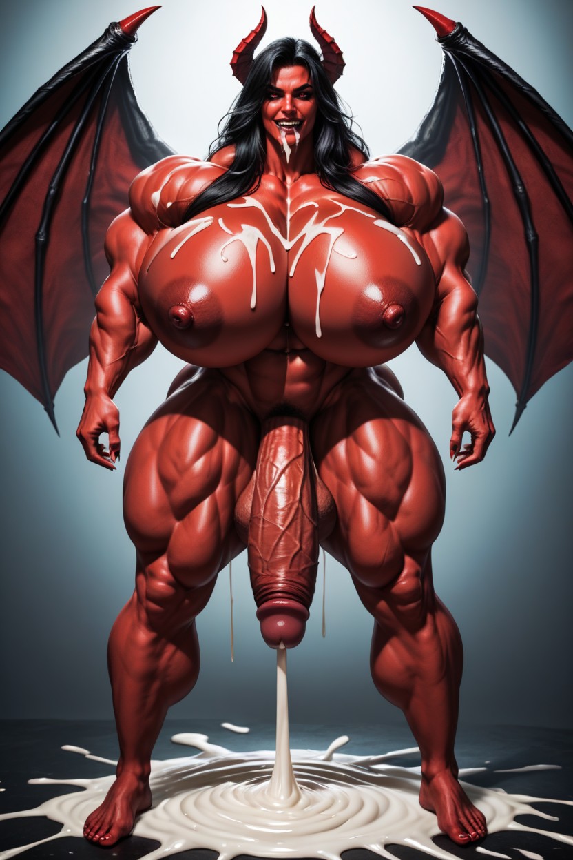 Penis Bigger Than Body, Cum Everywhere, Masturbation Shemale AI Porn