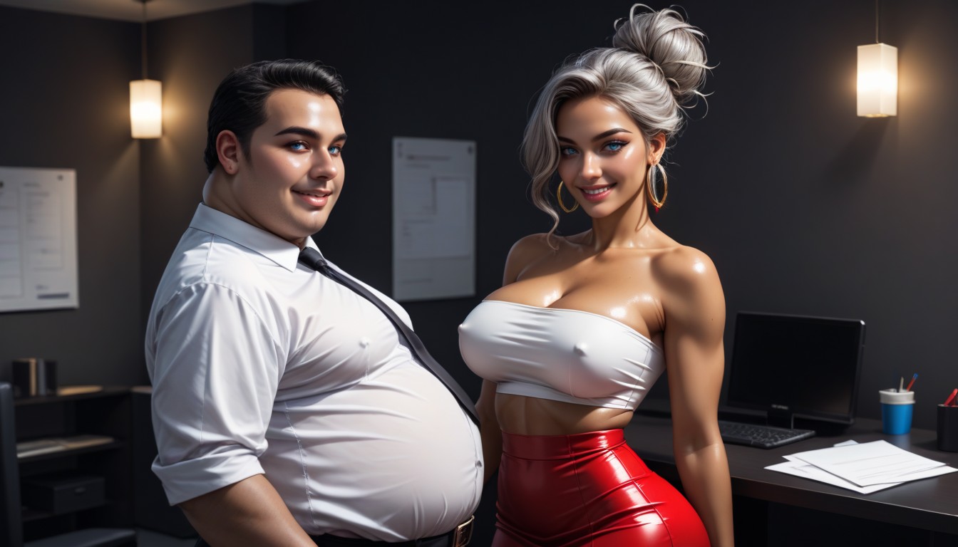 Skinny, Fat Man, Noir AI Porn