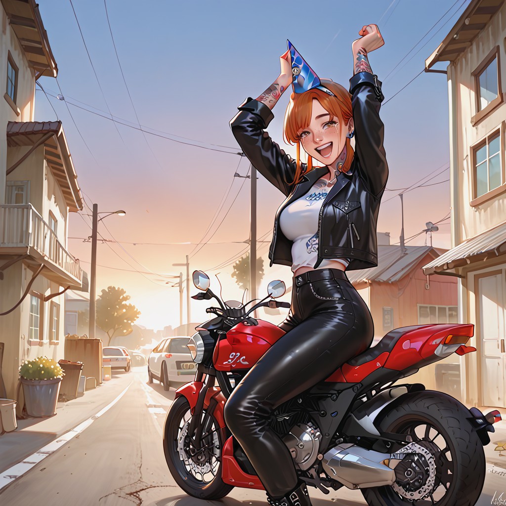 Female Is Ginger Woman, Large Breast, Arms Up AI Porn