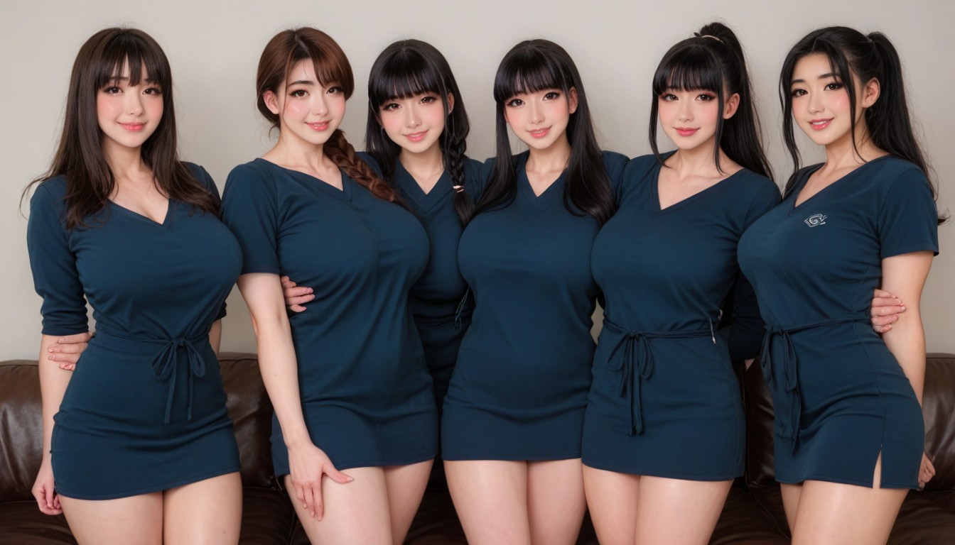 Tunic Sweaters, Bangs, In Front Of Couch In Living Room AI Porn