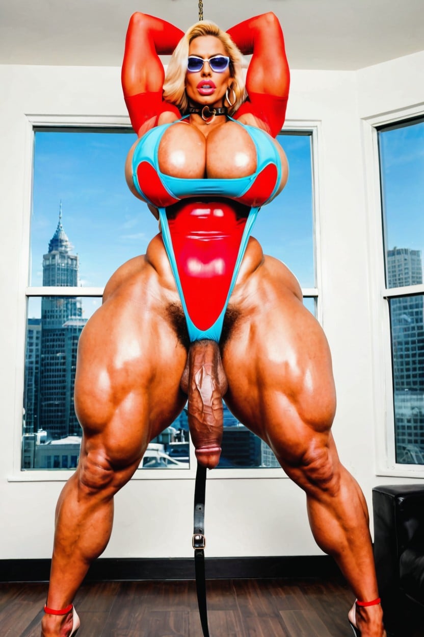 Full Body, Blue Eyes, Big Cock Head Shemale AI Porn