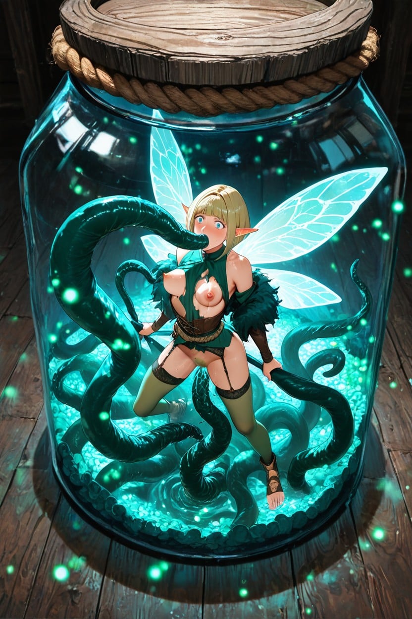 Smooth Detailed Feet, Masterfully Refined Hands And Pussy And Faces, Green Chrismas Tunic With White Fluffy Trim Hentai AI Porn