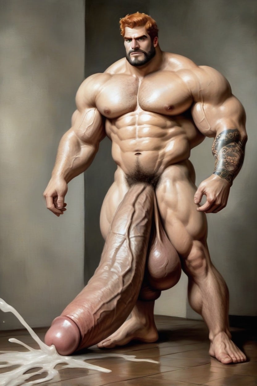 Naked, Masturbation, Hyper Cock Man AI Gay Porn