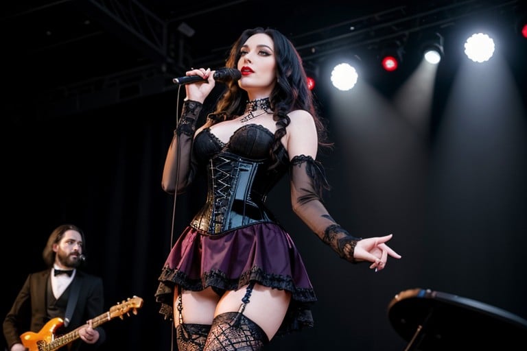 Gold Dust As She Sings, Glowing Gold Eyes, Long Length AI Porn