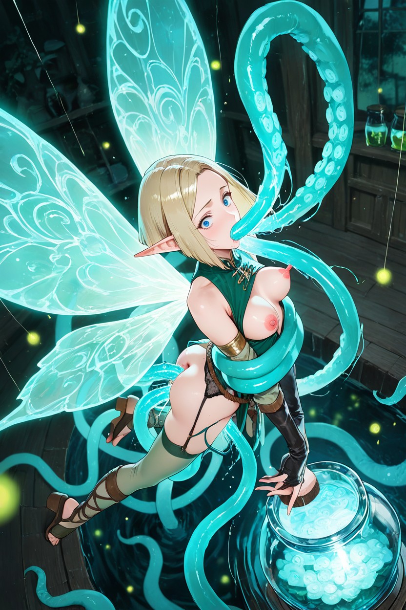 Smooth Detailed Feet, Fireflies, Ripped Apart Outfit Hentai AI Porn