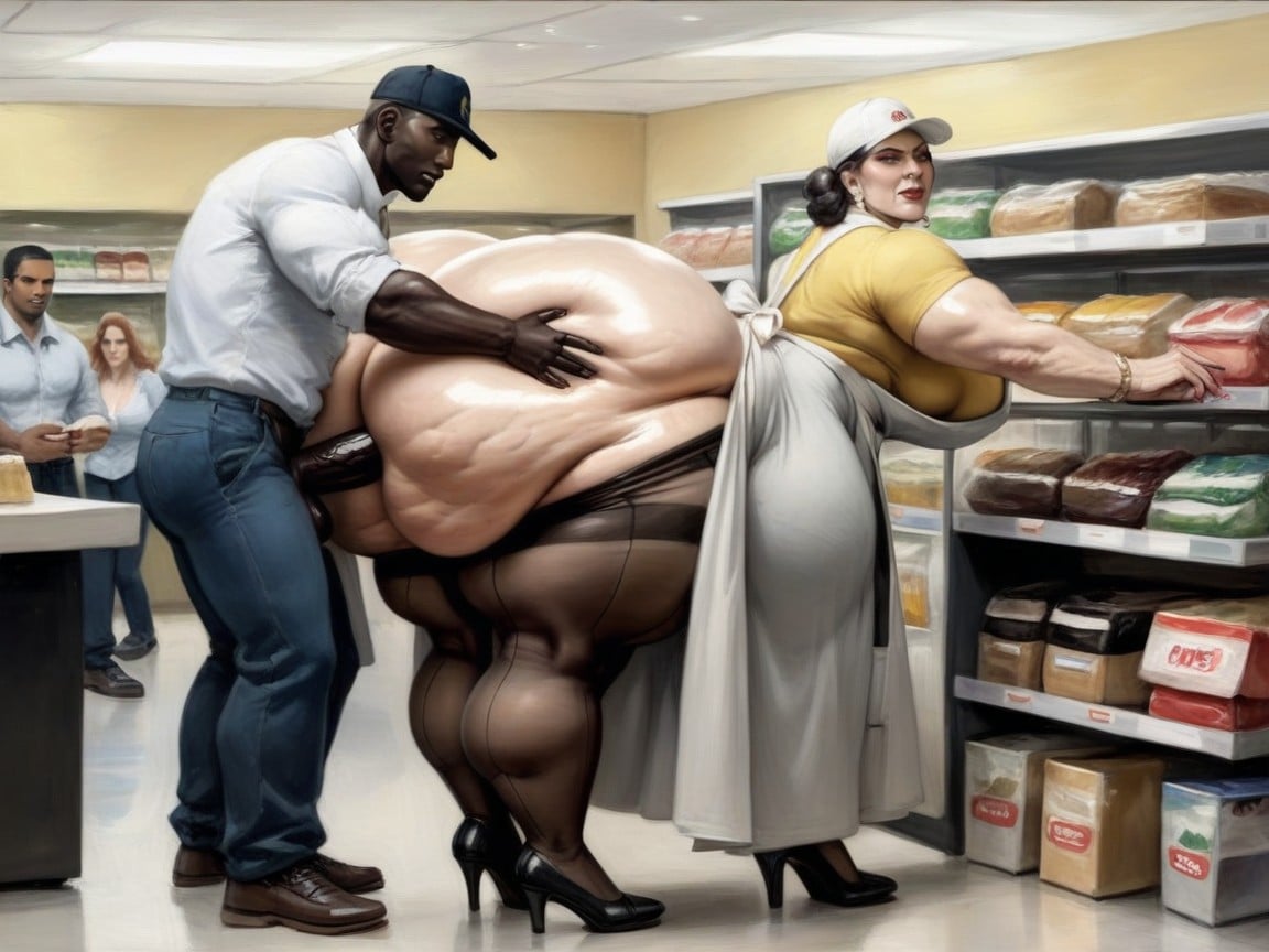 Arched Back, In Restaurant, Form Fitting Clothing AI Porn