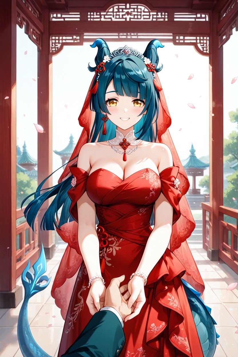 Female Xingqiu, Off-shoulders, Asian Dress AI Porn