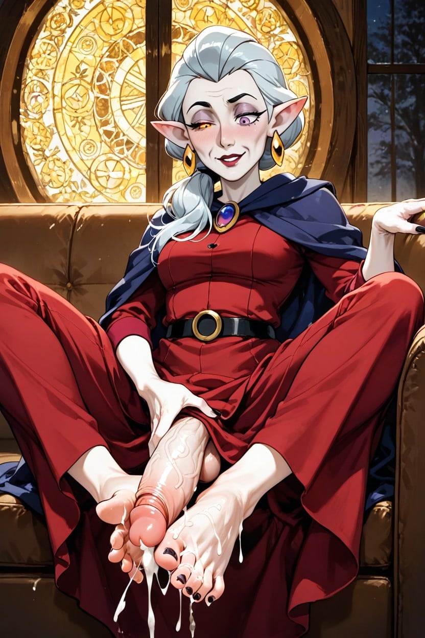 Long Toes, No Glasses, Futa Masturbating With Her Feet Hentai AI Porn