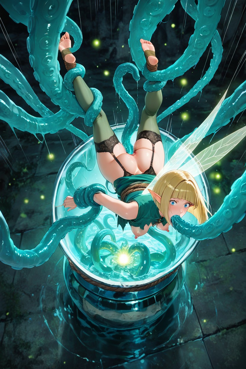 Masterful Aesthetic And Lighting, Miniaturized Liliputian Adult Women Fully Inside A Globular Glass Jar, Lifted Mid-air Hentai AI Porn