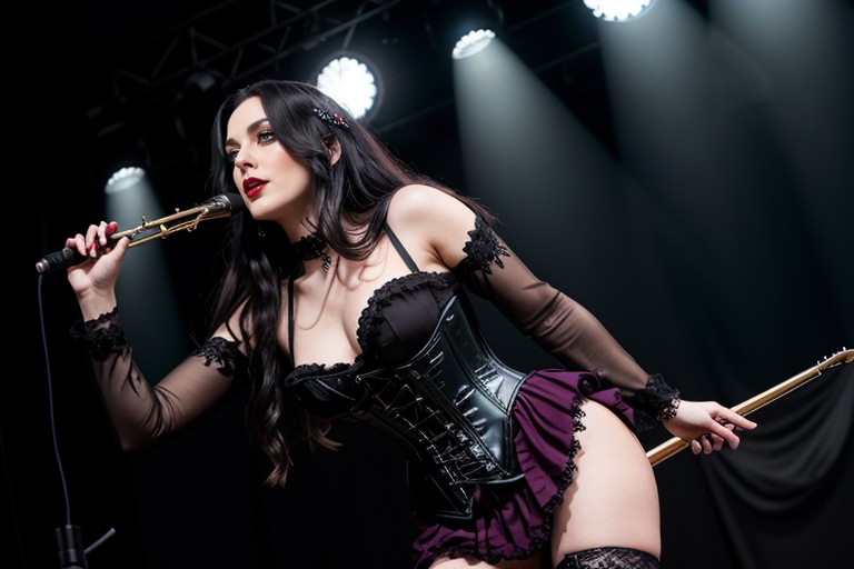 Gold Dust As She Sings, On Stage, Full Body AI Porn