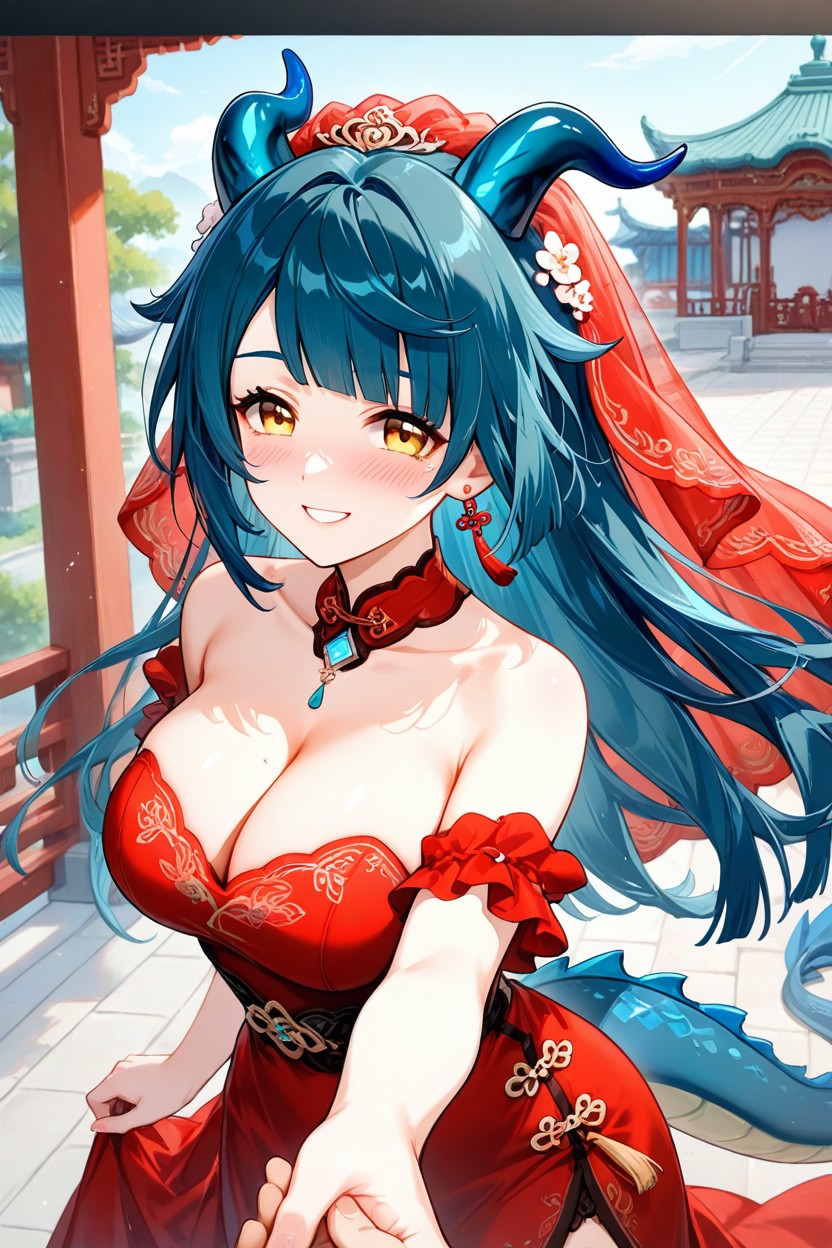 Liyue Wedding Dress, Close Up, Super Happy Face AI Porn