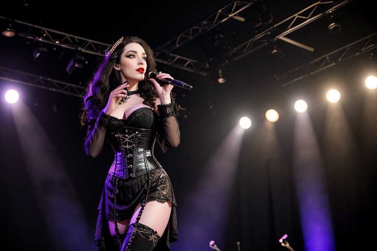 Gold Dust As She Sings, On Stage, Glowing Gold Eyes AI Porn