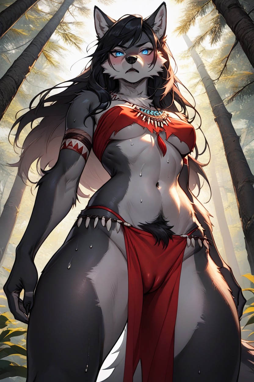 Wasp Waist, Waist Shot, Large Eyes Furry AI Porn