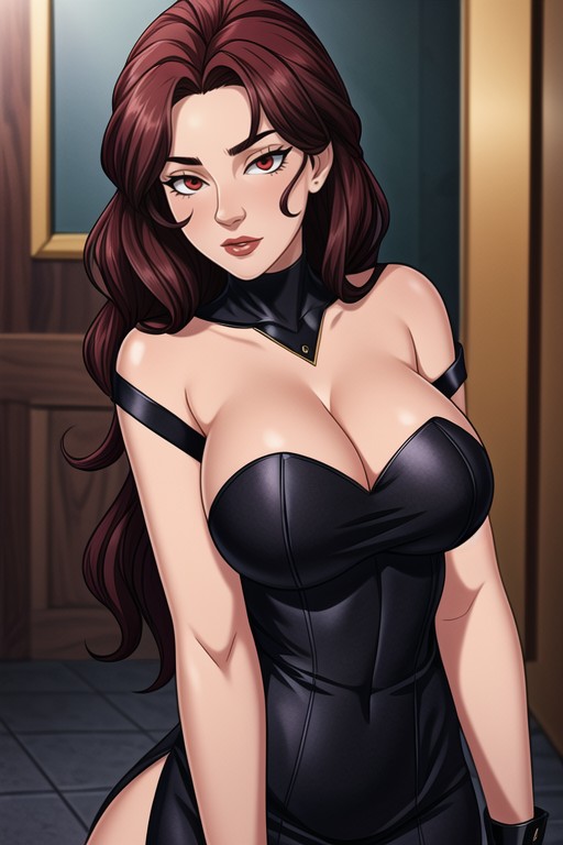 She Wears Black, Red Eyes, Perfect Body Hentai AI Porn