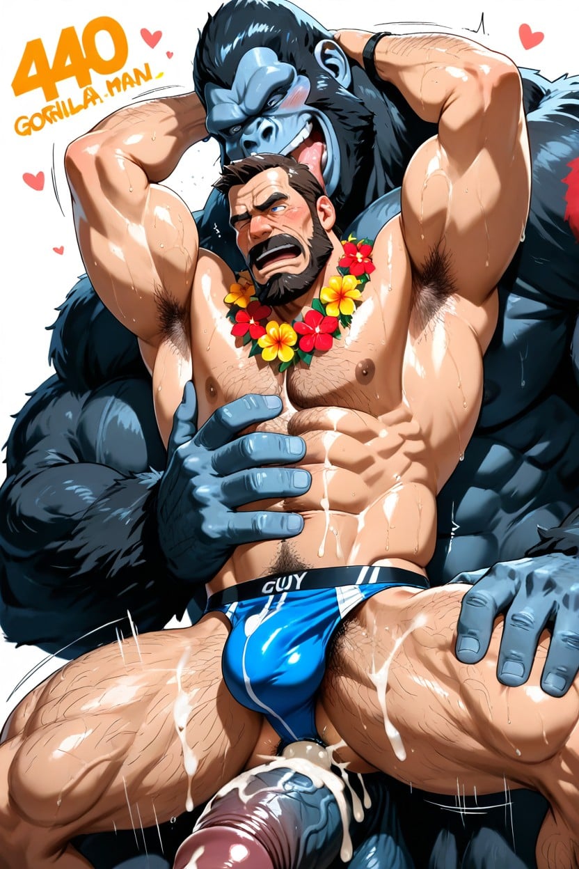 Hyper Hairy Body Armpits Arms Thighs Pecs And Balls, Huge Bushy Beard, Gorilla Licking Neck Porno IA Gay