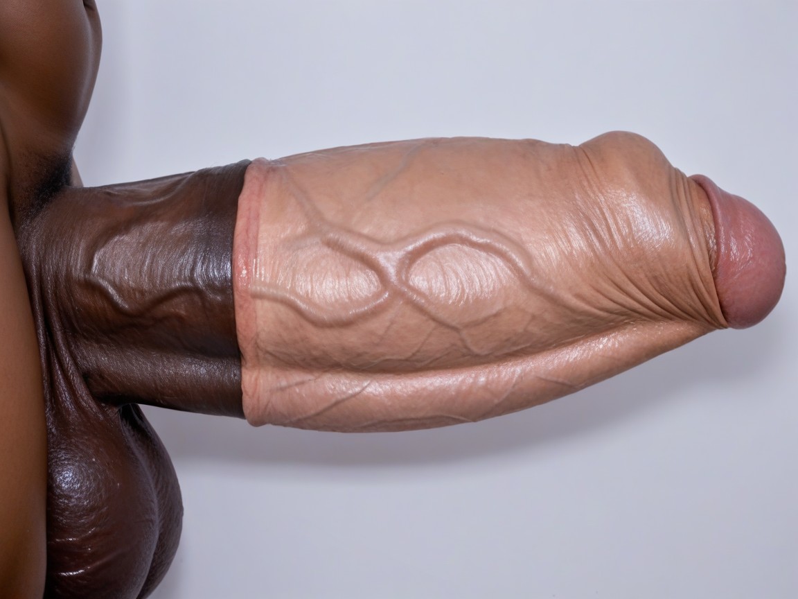 Detailed Black Cock, Massive Glans, Ultra Close Up View Of Massive Cock Shemale AI Porn
