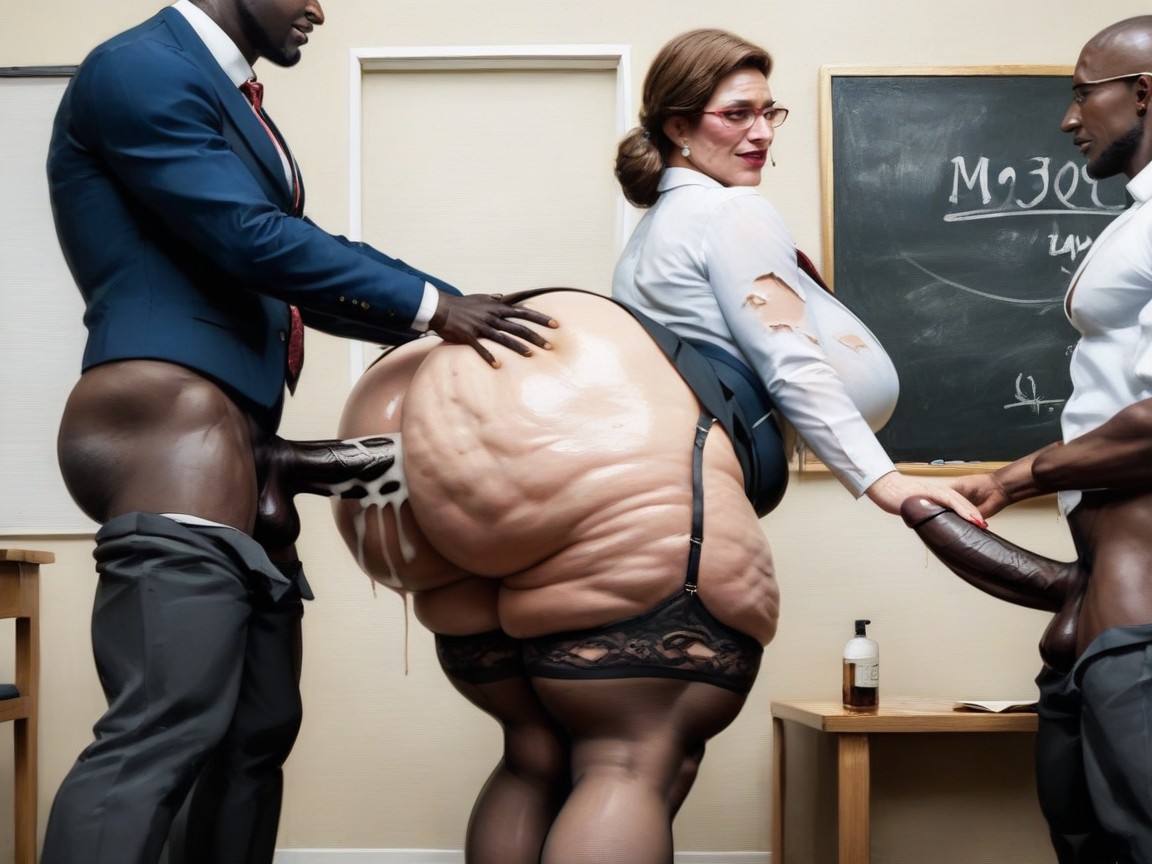 Garter Belt, Gigantic Ass, Interracial AI Porn