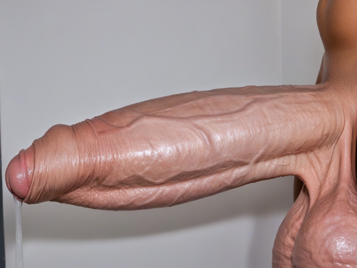 Close Up Of An Erect Penis With Enormous Veiny Testicles, Veins, Enormous Cock Shemale AI Porn
