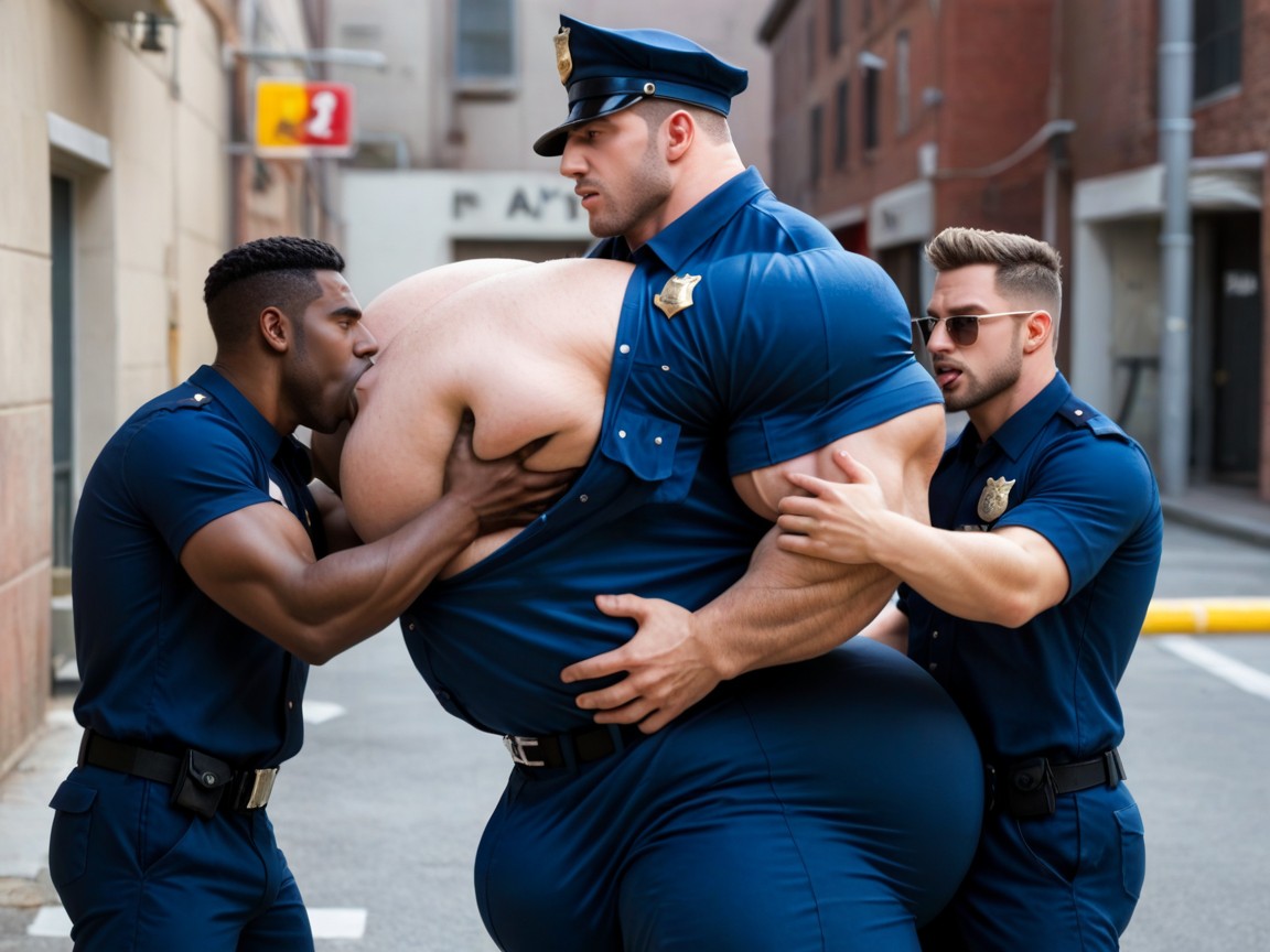 Saisir Les Seins, Visage Confus, Muscles Surdimensionnés Porno IA Gay