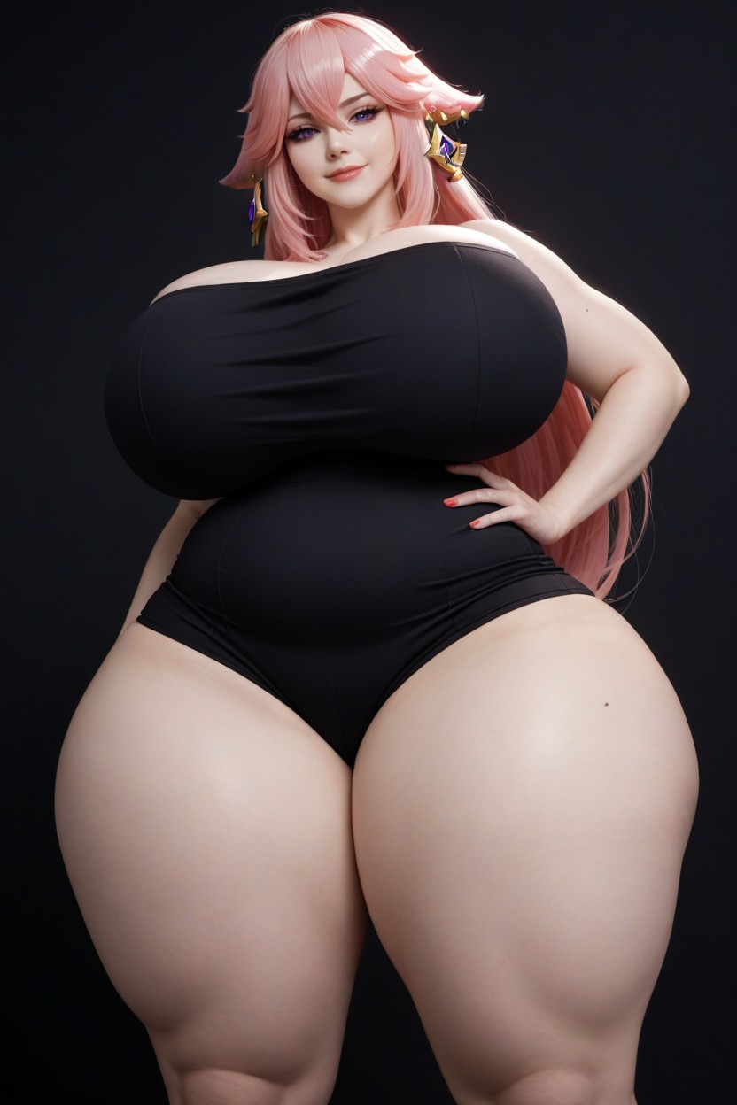 Massive Oversized Colossal Ass, Simple Black Background Setting, Gros Porno IA