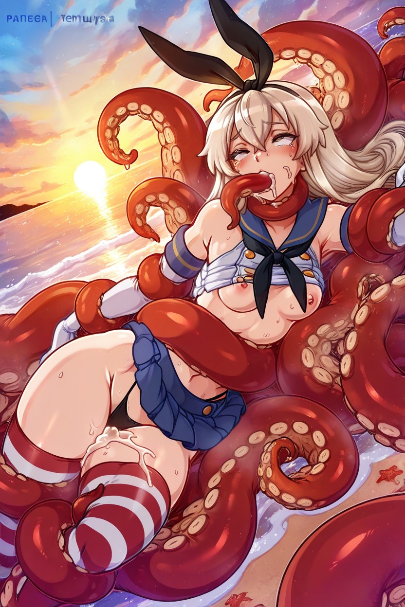 Wet Body, Tentacles Around, Located In The Air Hentai IA
