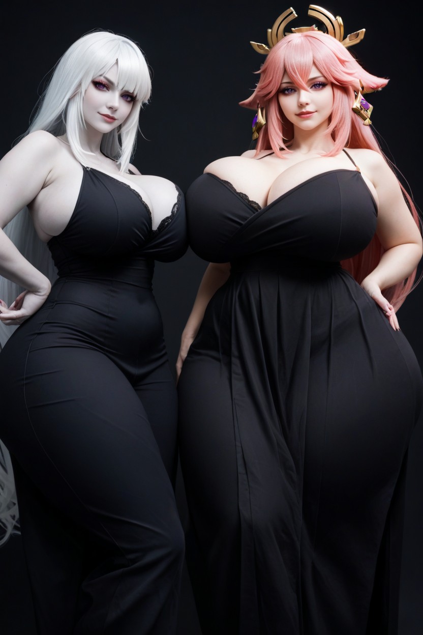 Most Ghostly Gray Skin Possible, Hyper Giant Ass, Super Sized Thighs ИИ порно