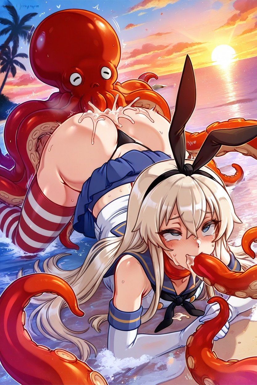 Blue Miniskirt, Soft Light, Mouth Full Of Cum Hentai AI Porn
