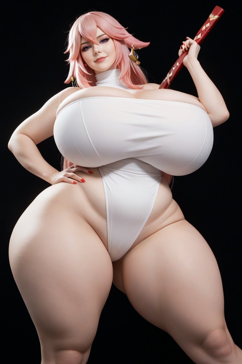 Hyper Colossal Thighs, Simple Black Background Setting, 25+ AI黃片