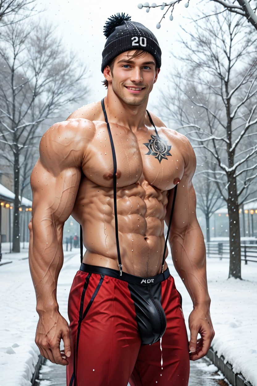 Huge Arms, Waist Shot, Blue Eyes 게이 AI 포르노
