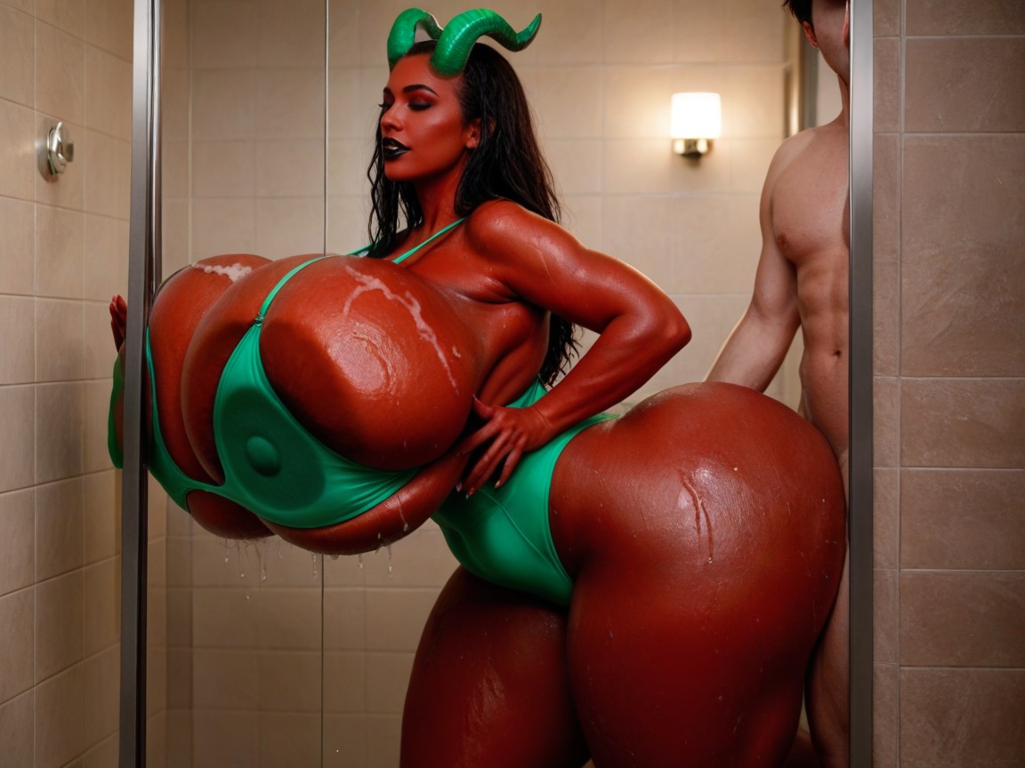Red Devil, Colossal Breasts, Extrêmement Lourd En Bas Porno IA