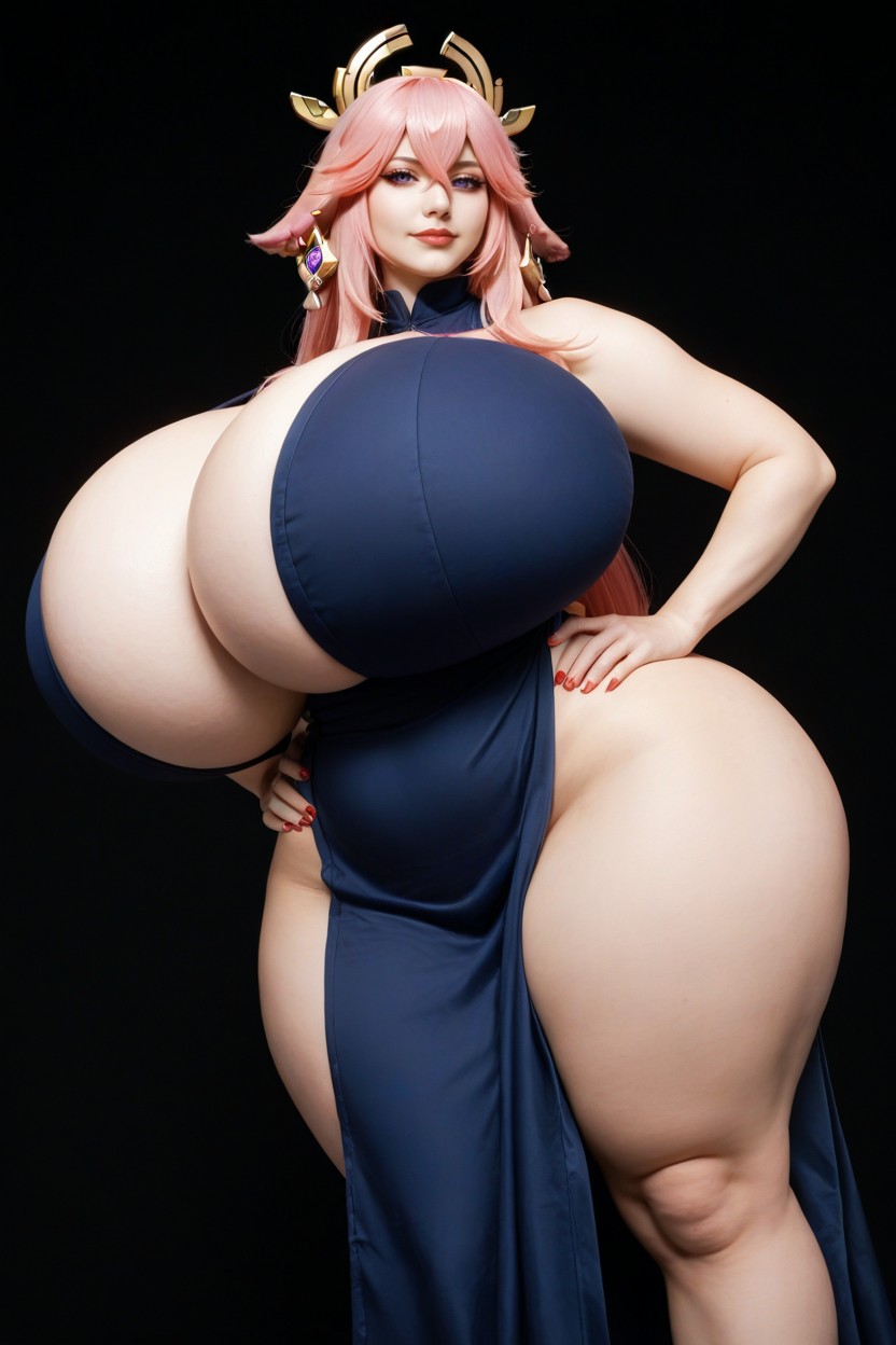 Hyper Oversized Curved Abdomen Waist, Eyes Wide Open, Hyper Giant Waist AI黃片