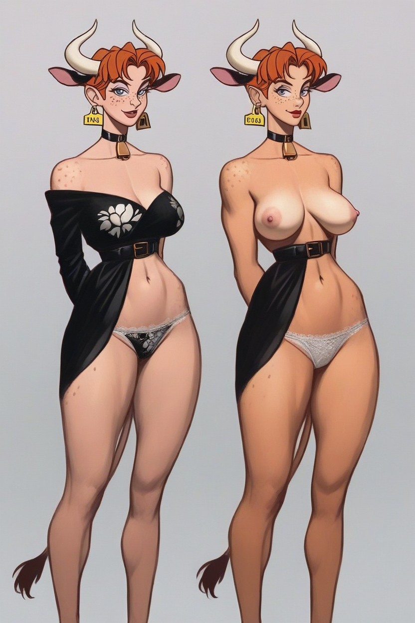 Lean Lean Body, Simple Background, Cattlegirl AIポルノ