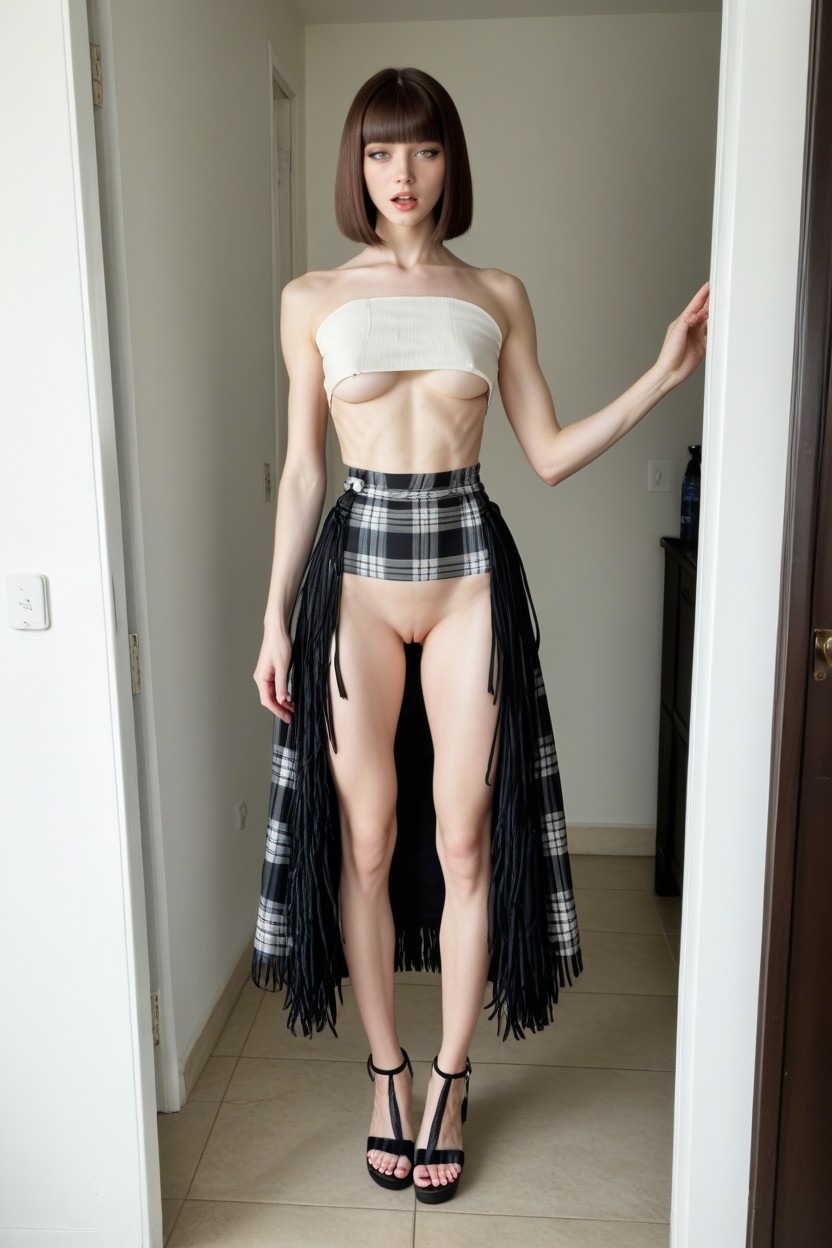 Erect Nipples, Model, Tartan Skirt AI黃片